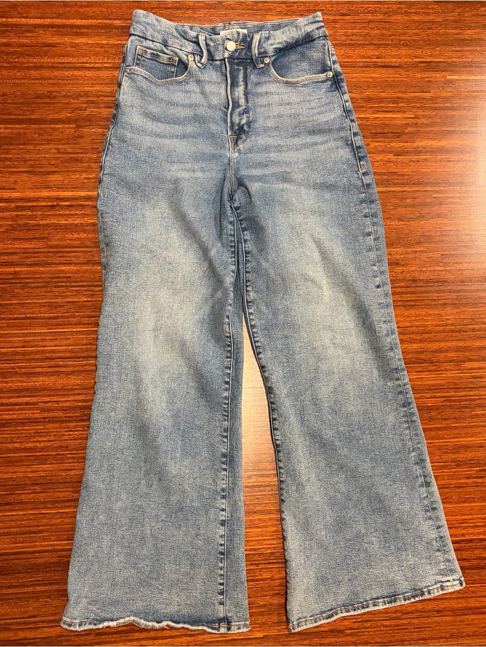 Good American Good Waist Palazzo Wide Leg Denim Jeans Sz 8/29 32.5” inseam